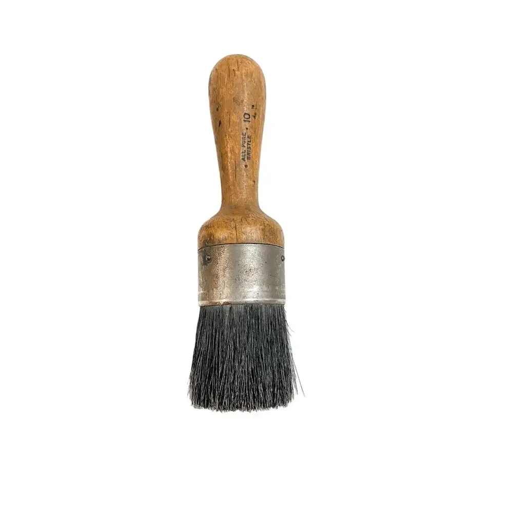 Antique Large All Pure Bristle Round Paint Brush with Wooden Handle #10